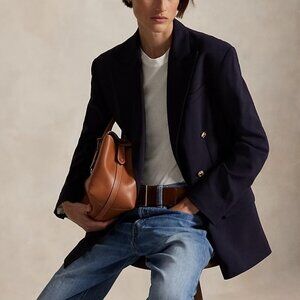 Theory Wool Double Breasted Blazer Jacket Coat Preppy Academia Old Money Luxury